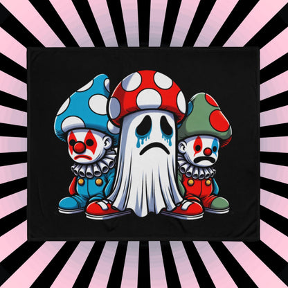 Blanket Cute Sad Ghost with Mushroom Elves Grunge Y2K Throw Blanket Spooky Gothic Weirdcore Decor