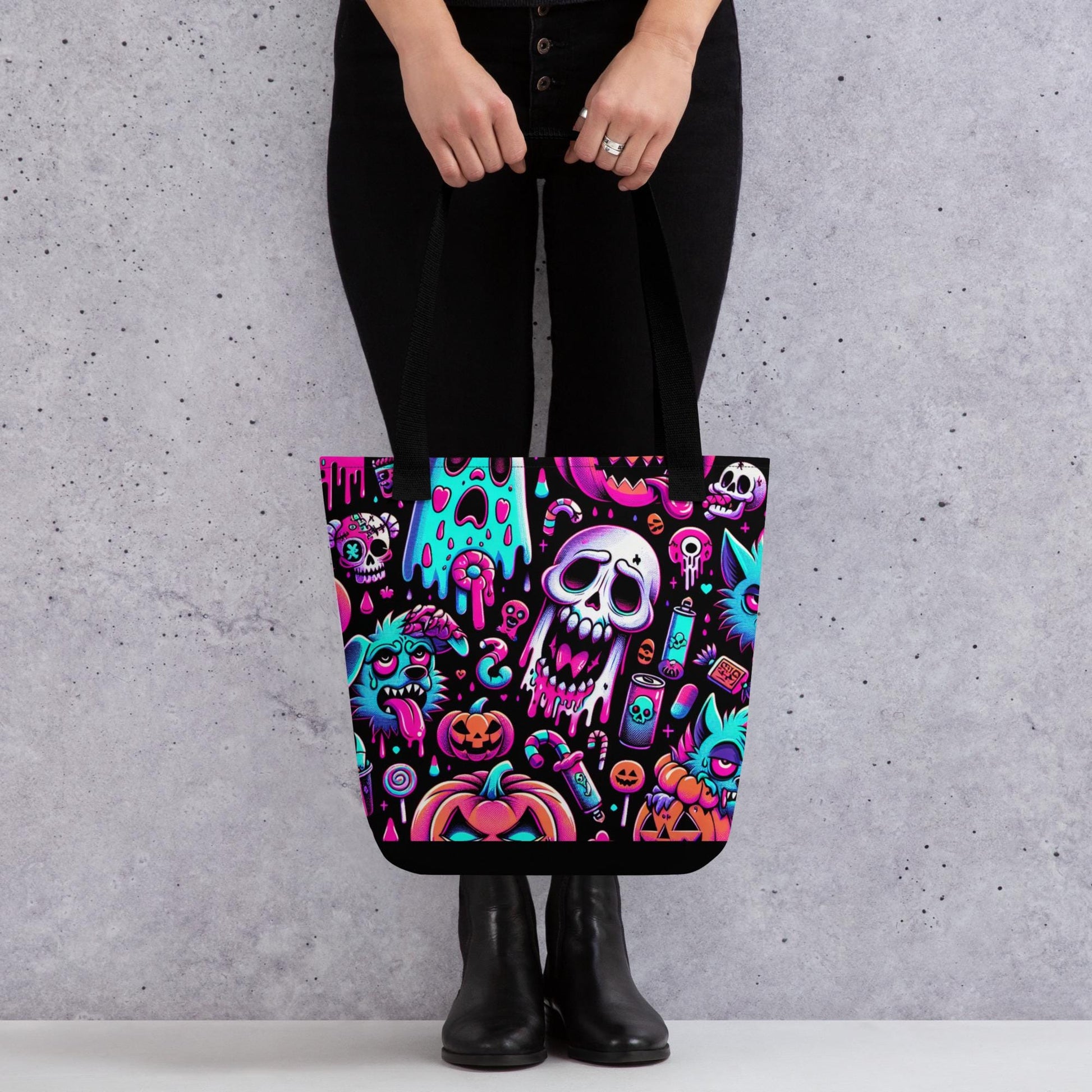 TOTE BAG Gothic Grunge Neon Goth Darkcore Weirdcore Ghost Gore Trick or Treat Dark Aesthetic Halloween Tote Bag