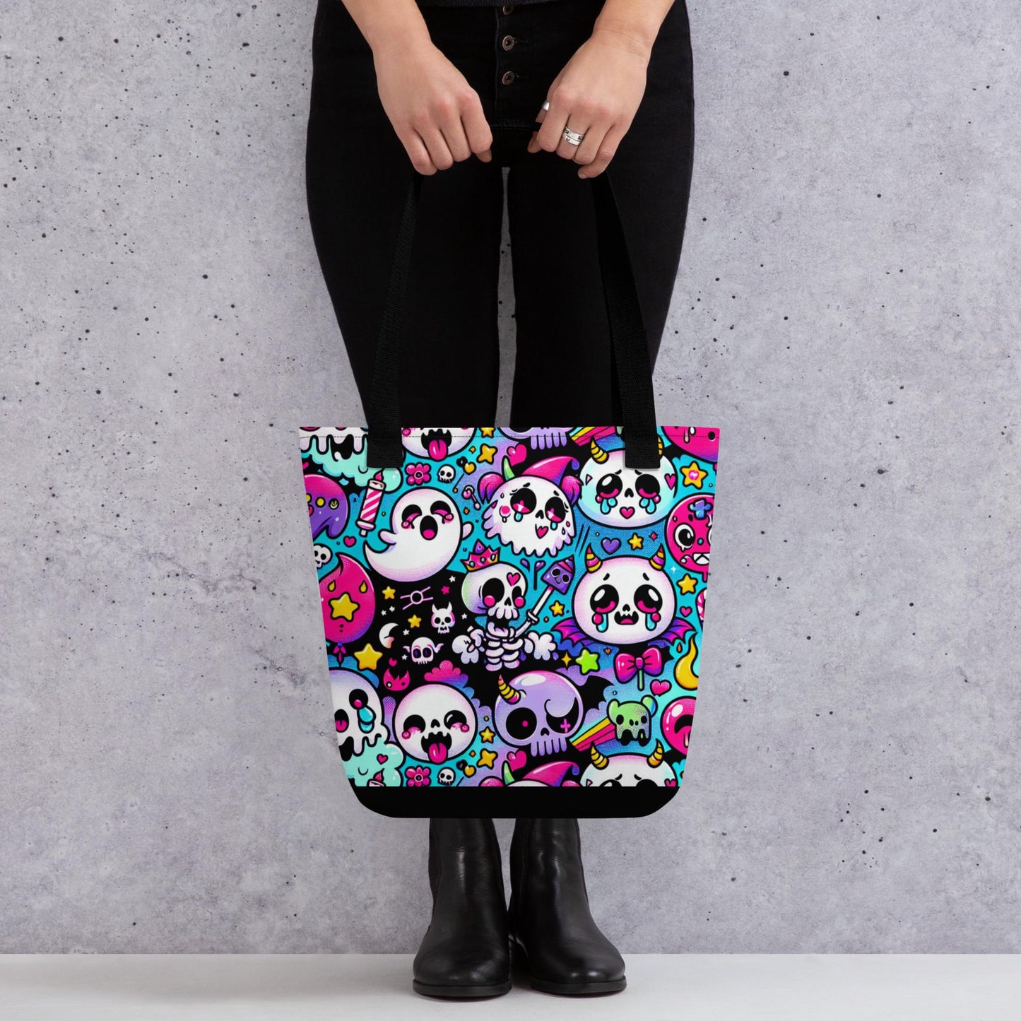 TOTE BAG Gothic Grunge Neon Goth Darkcore Weirdcore Bubble Ghost Gore Stuff Dark Aesthetic Halloween Tote Bag