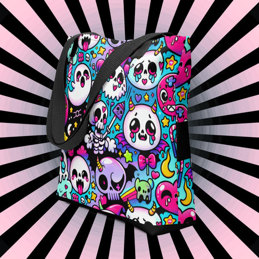 TOTE BAG Gothic Grunge Neon Goth Darkcore Weirdcore Bubble Ghost Gore Stuff Dark Aesthetic Halloween Tote Bag