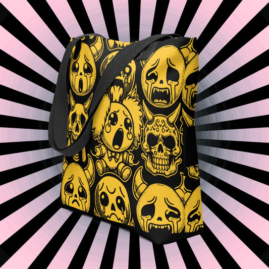 TOTE BAG Gothic Grunge Yellow Goth Darkcore Weirdcore Clown Gore Spooky Dark Aesthetic Halloween Tote Bag