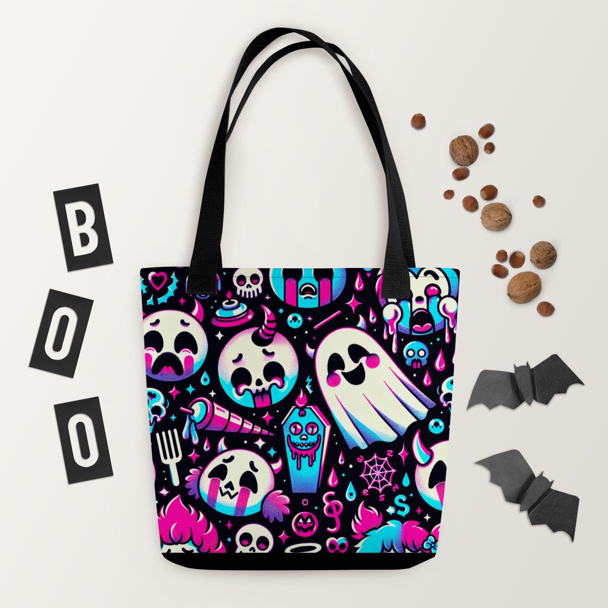 TOTE BAG Gothic Grunge Neon Goth Darkcore Weirdcore Creepy Cute Ghosts Dark Aesthetic Halloween Trick or Treat Tote Bag