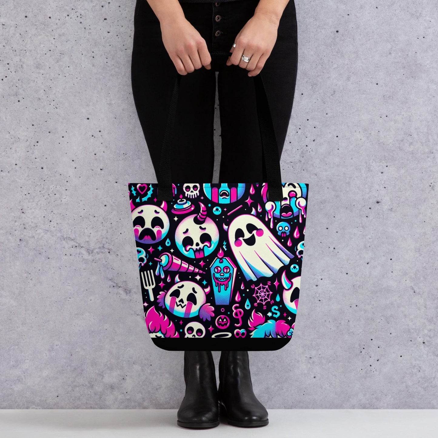 TOTE BAG Gothic Grunge Neon Goth Darkcore Weirdcore Creepy Cute Ghosts Dark Aesthetic Halloween Trick or Treat Tote Bag