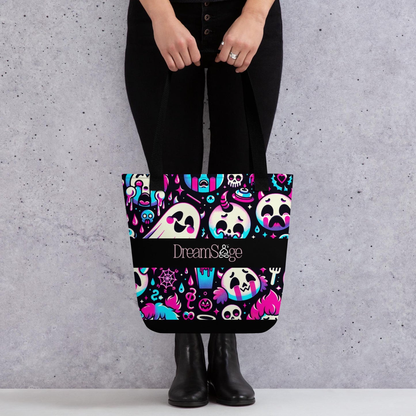 TOTE BAG Gothic Grunge Neon Goth Darkcore Weirdcore Creepy Cute Ghosts Dark Aesthetic Halloween Trick or Treat Tote Bag