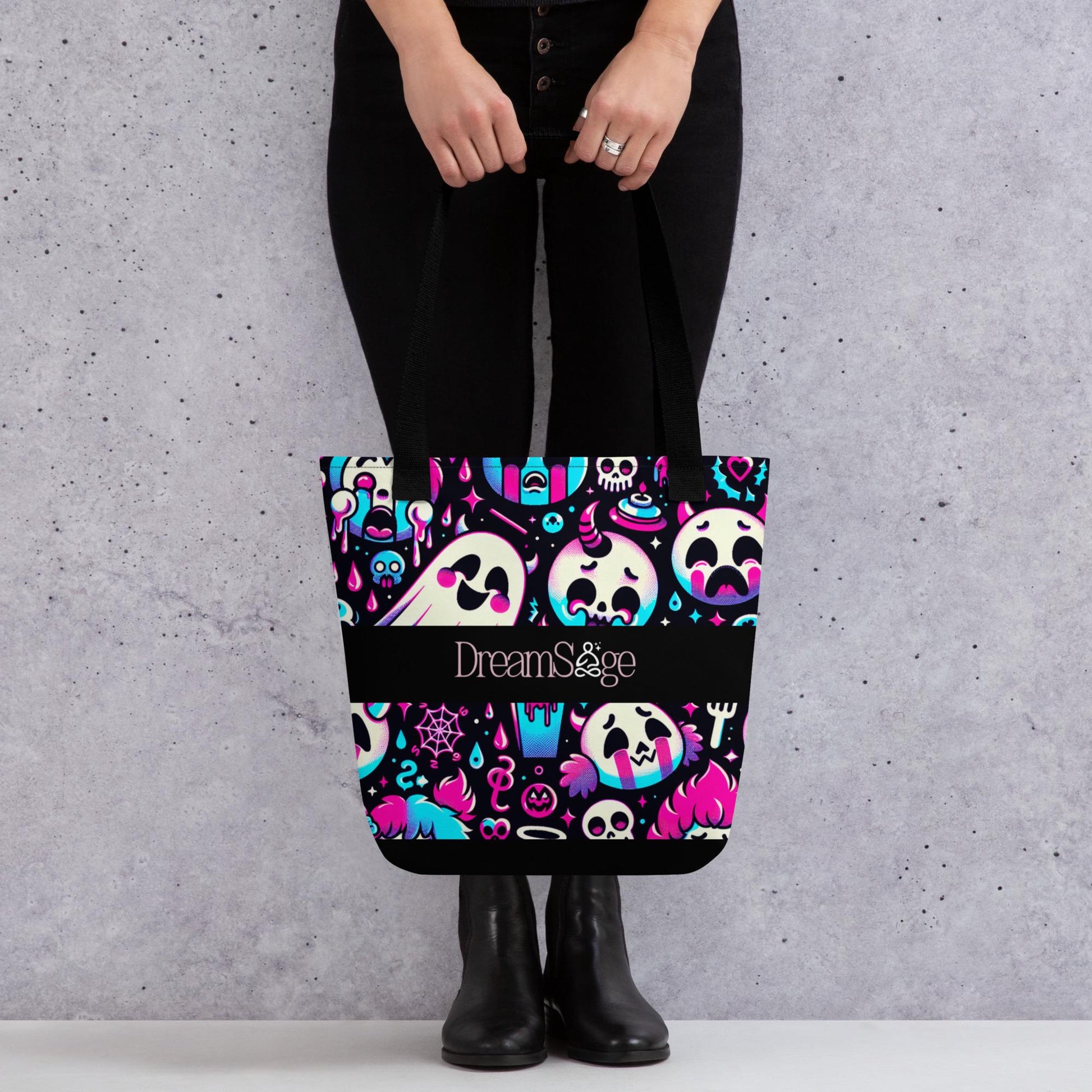 TOTE BAG Gothic Grunge Neon Goth Darkcore Weirdcore Creepy Cute Ghosts Dark Aesthetic Halloween Trick or Treat Tote Bag