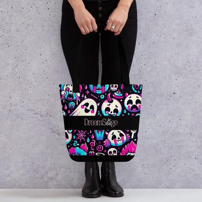 TOTE BAG Gothic Grunge Neon Goth Darkcore Weirdcore Creepy Cute Ghosts Dark Aesthetic Halloween Trick or Treat Tote Bag