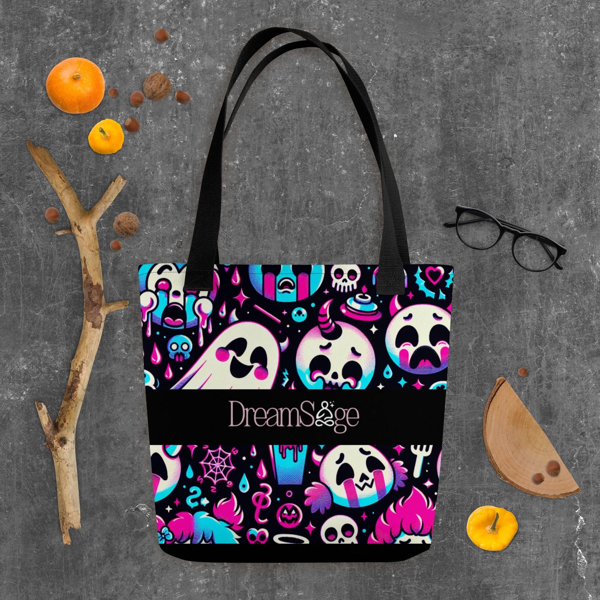 TOTE BAG Gothic Grunge Neon Goth Darkcore Weirdcore Creepy Cute Ghosts Dark Aesthetic Halloween Trick or Treat Tote Bag