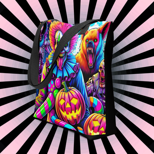TOTE BAG Gothic Grunge Neon Goth Darkcore Weirdcore Scary Clown Dark Carnival Aesthetic Halloween Tote Bag