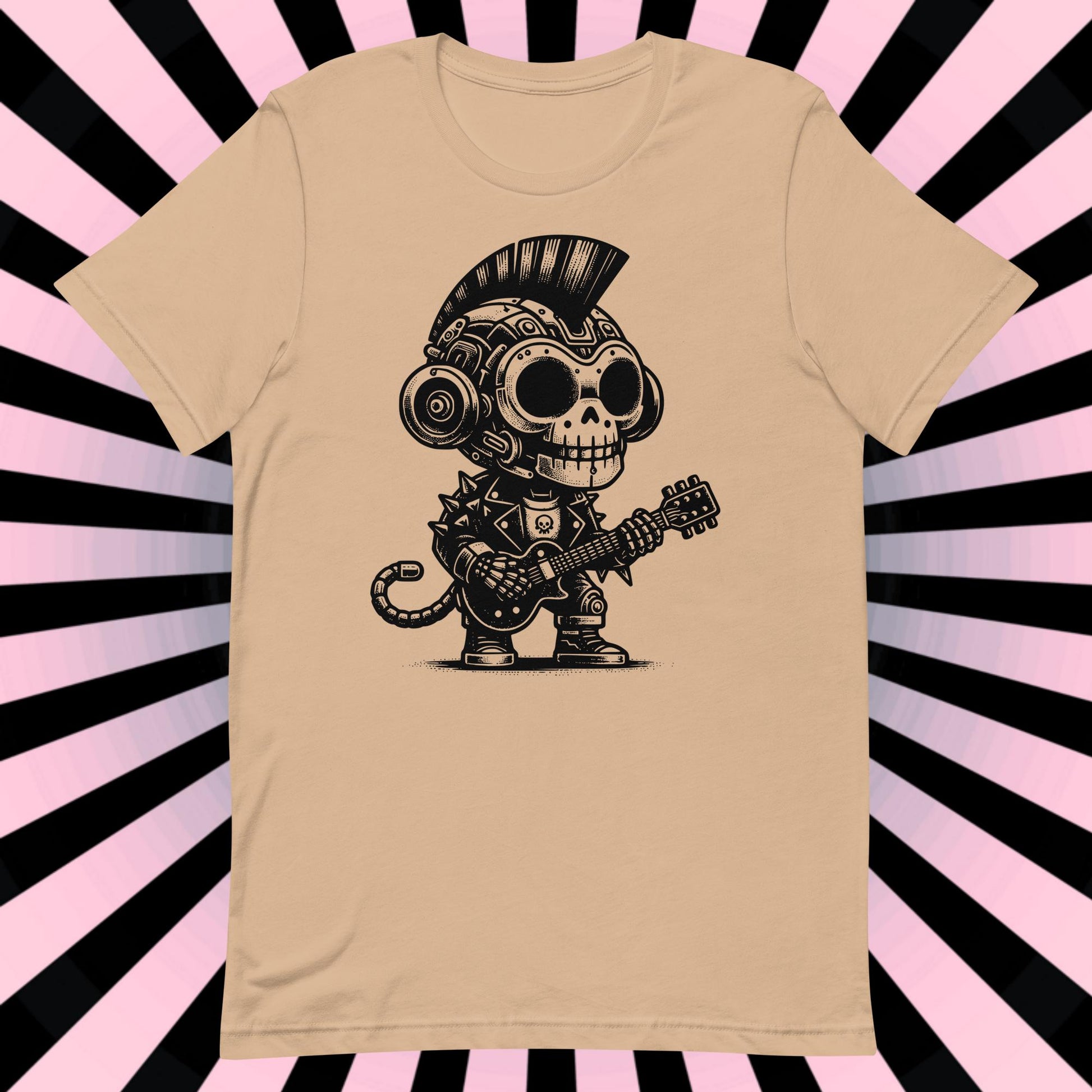 Cyborg Monkey Tee Kawaii Design Cyberpunk Monkey Shirt Y2K Pastel Goth Ethical Techwear in Whimsigoth Warcore Style