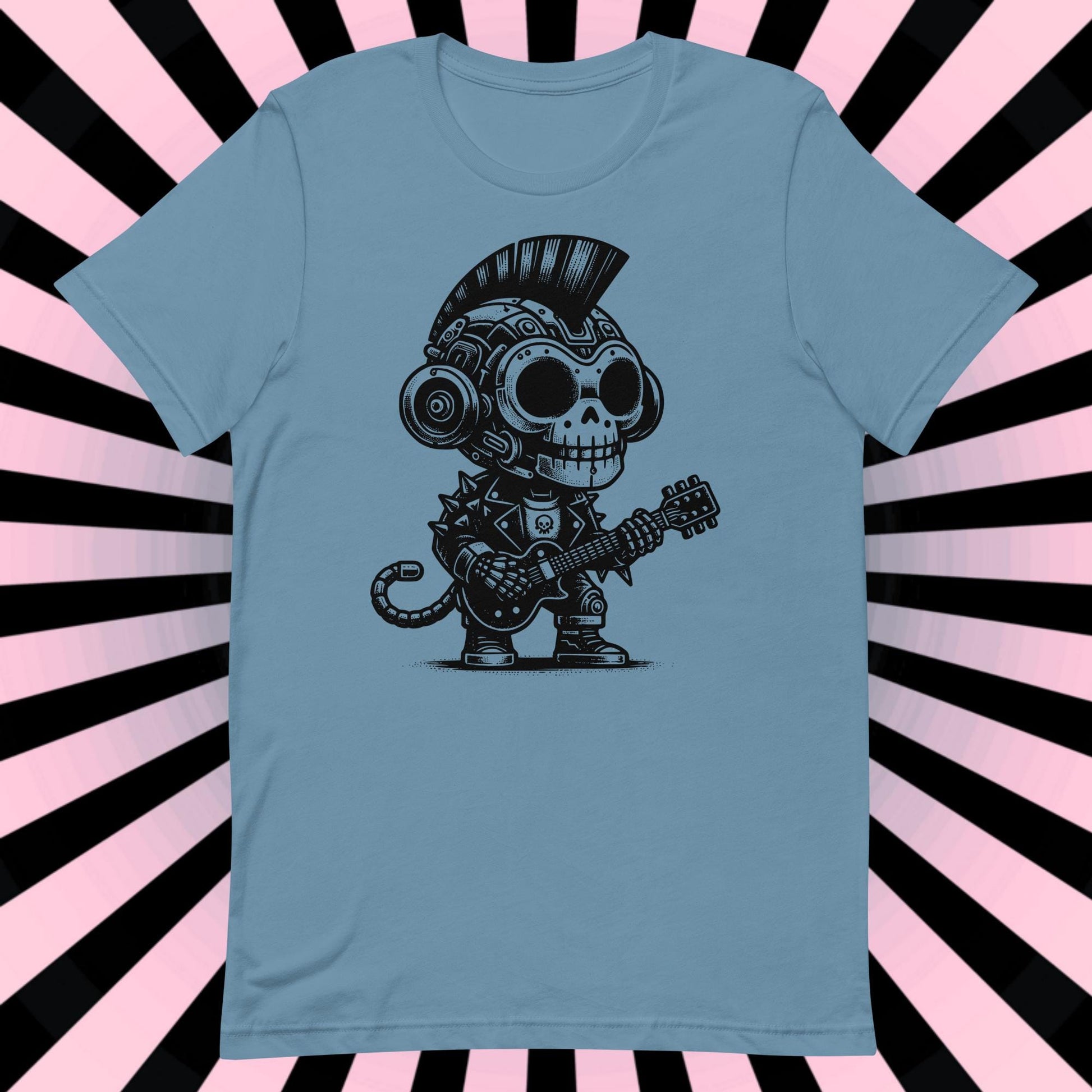 Cyborg Monkey Tee Kawaii Design Cyberpunk Monkey Shirt Y2K Pastel Goth Ethical Techwear in Whimsigoth Warcore Style