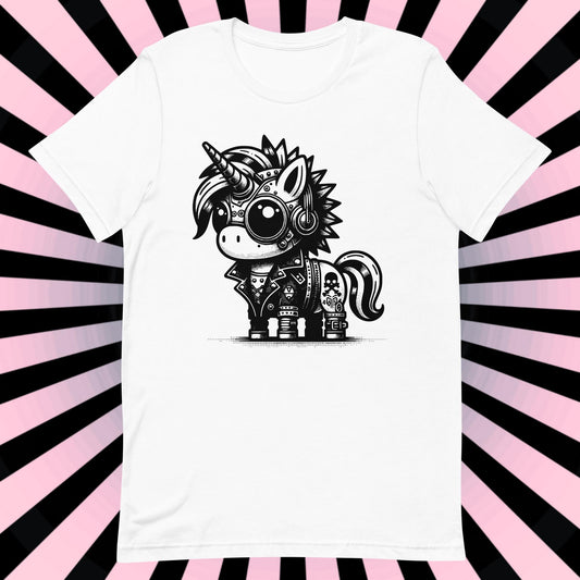 Cyborg Unicorn Tee Kawaii Design Cyberpunk Unicorn Shirt Y2K Pastel Goth Ethical Techwear in Whimsigoth Warcore Style