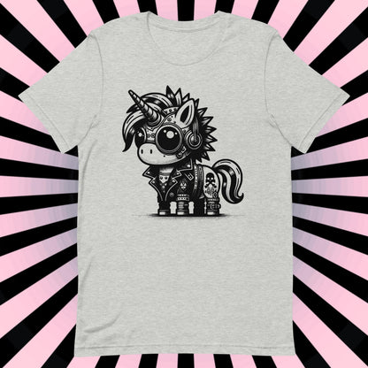 Cyborg Unicorn Tee Kawaii Design Cyberpunk Unicorn Shirt Y2K Pastel Goth Ethical Techwear in Whimsigoth Warcore Style
