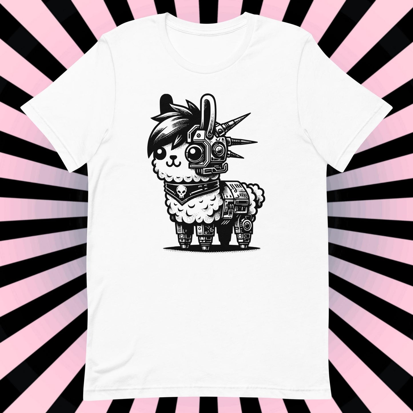 Cyborg Llama Tee Kawaii Design Cyberpunk llama Shirt Y2K Pastel Goth Ethical Techwear in Whimsigoth Warcore Style