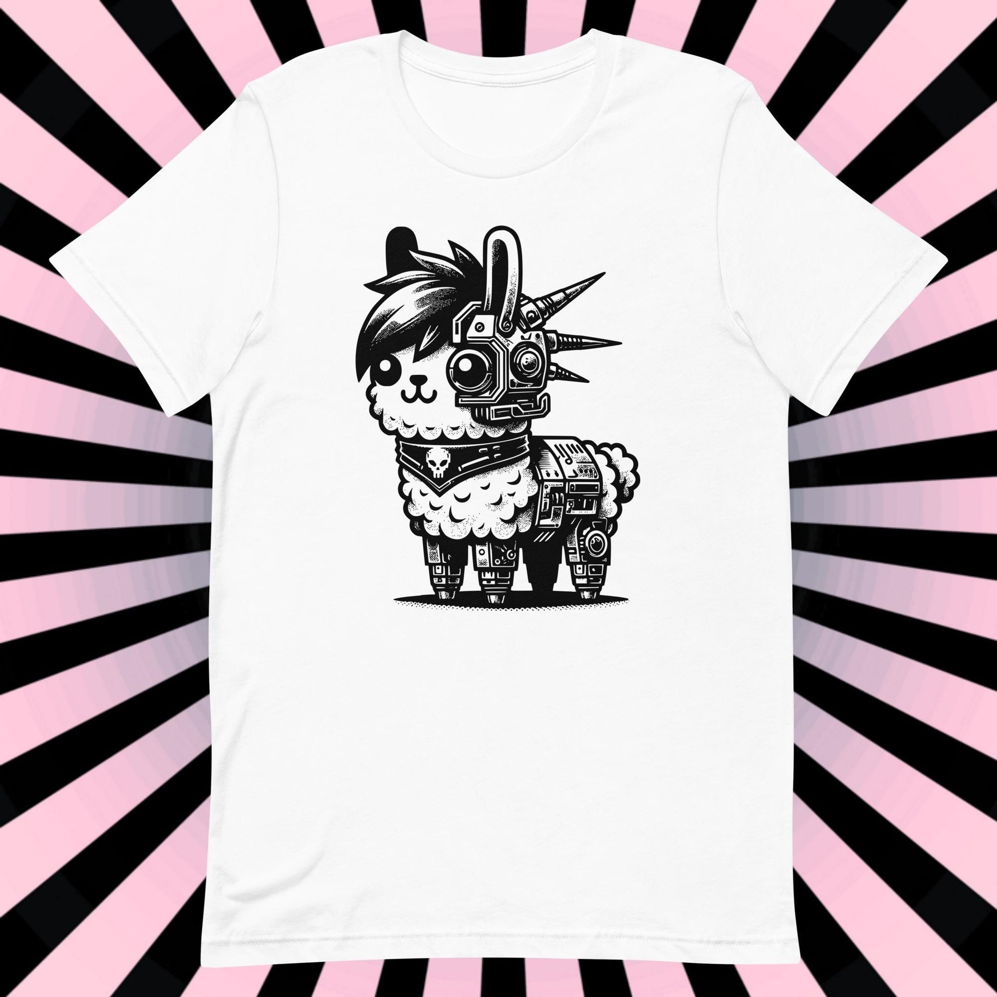 Cyborg Llama Tee Kawaii Design Cyberpunk llama Shirt Y2K Pastel Goth Ethical Techwear in Whimsigoth Warcore Style
