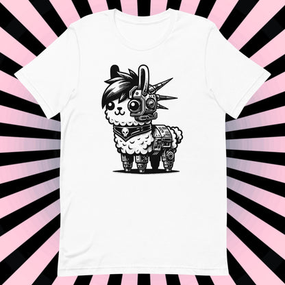 Cyborg Llama Tee Kawaii Design Cyberpunk llama Shirt Y2K Pastel Goth Ethical Techwear in Whimsigoth Warcore Style