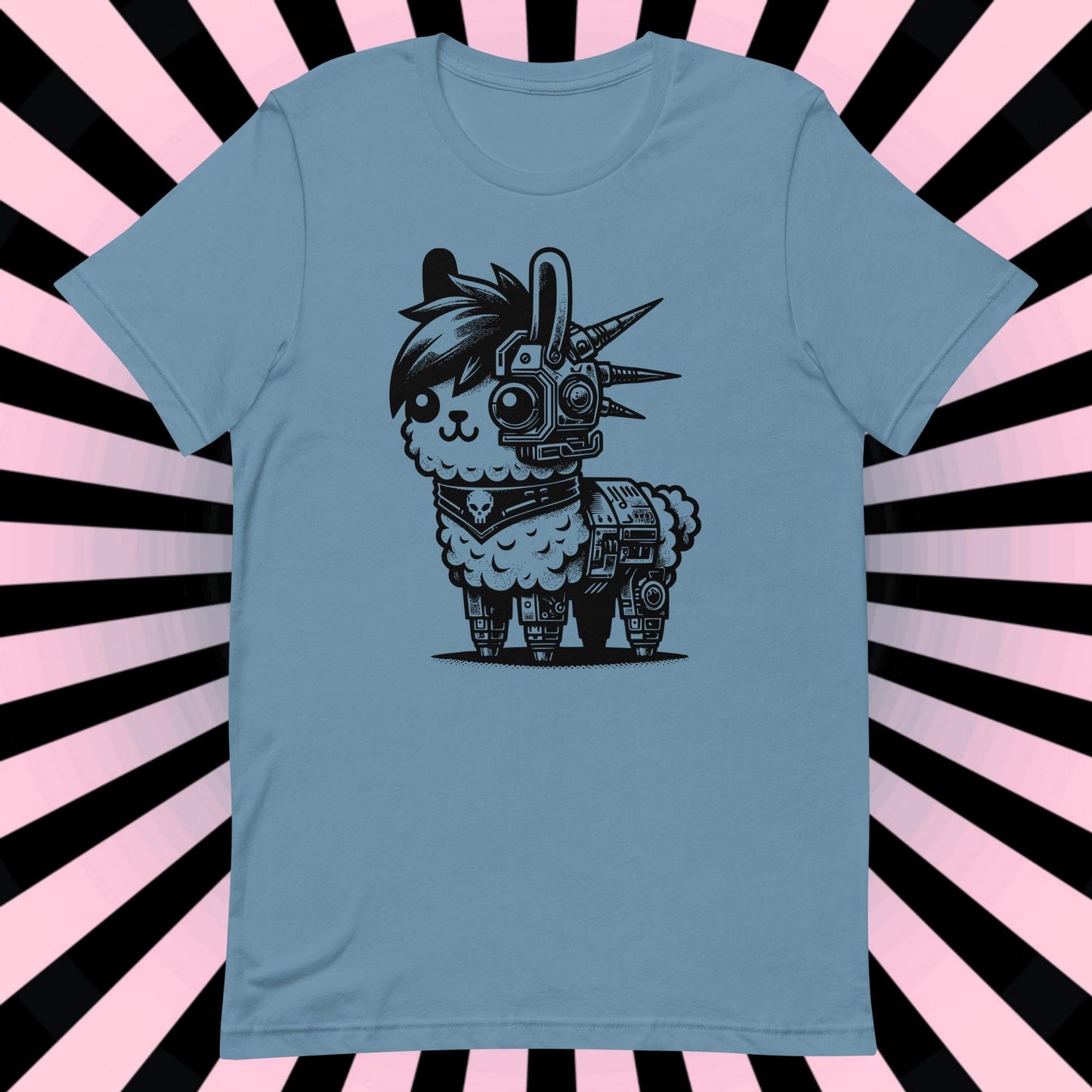 Cyborg Llama Tee Kawaii Design Cyberpunk llama Shirt Y2K Pastel Goth Ethical Techwear in Whimsigoth Warcore Style