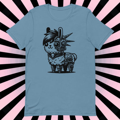 Cyborg Llama Tee Kawaii Design Cyberpunk llama Shirt Y2K Pastel Goth Ethical Techwear in Whimsigoth Warcore Style