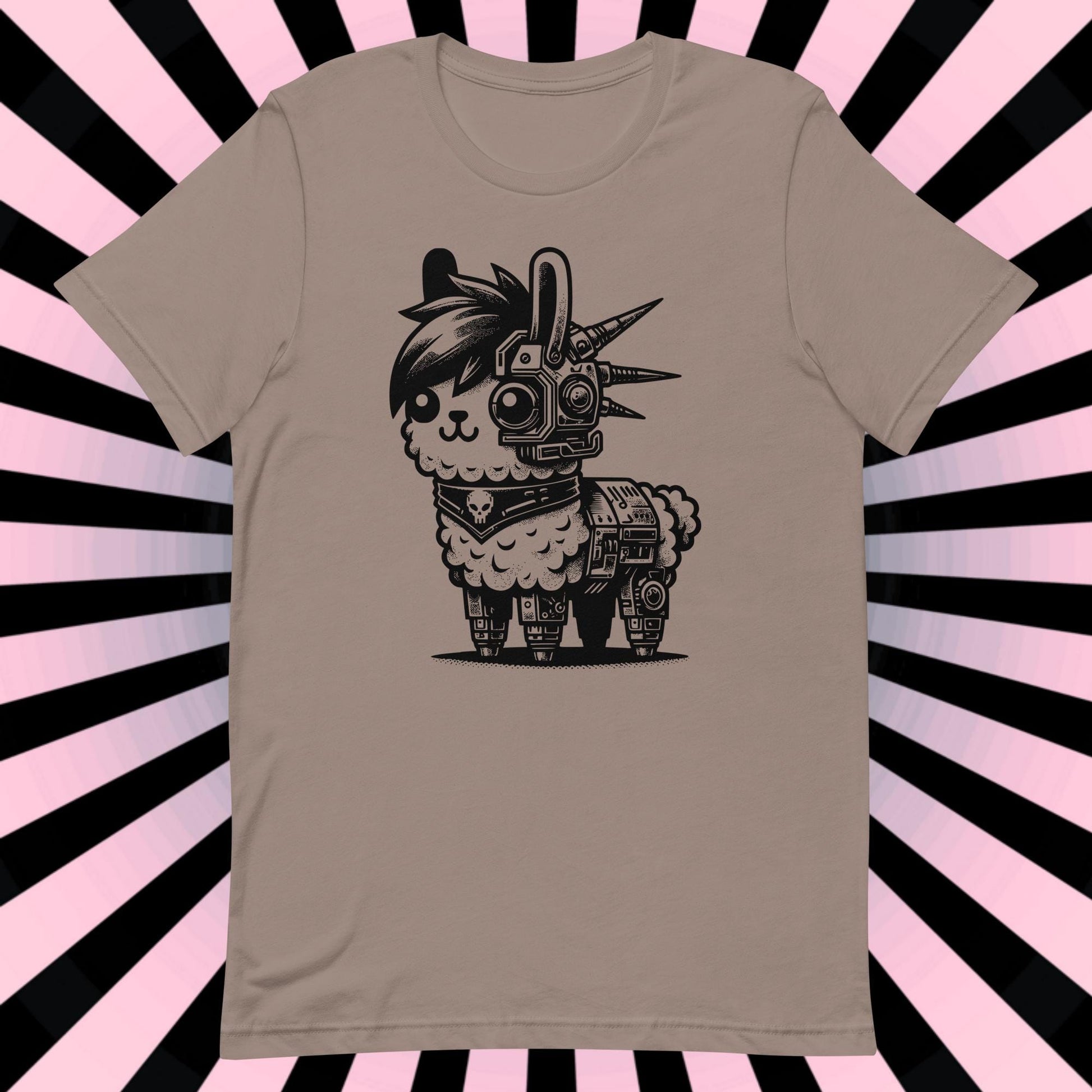 Cyborg Llama Tee Kawaii Design Cyberpunk llama Shirt Y2K Pastel Goth Ethical Techwear in Whimsigoth Warcore Style