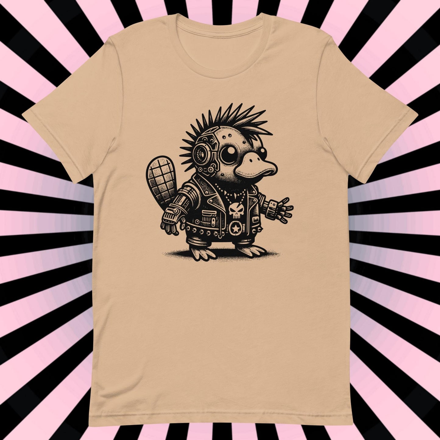 Cyborg Platypus Tee Kawaii Cyberpunk & Y2K Pastel Goth Techwear Platypus Shirt in Whimsigoth Warcore Style
