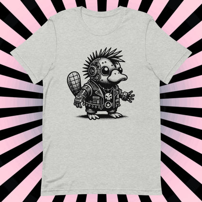 Cyborg Platypus Tee Kawaii Cyberpunk & Y2K Pastel Goth Techwear Platypus Shirt in Whimsigoth Warcore Style
