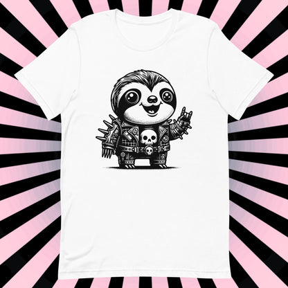 Cyborg Sloth Tee Kawaii Design Cyberpunk Sloth Shirt Y2K Pastel Goth Ethical Techwear in Whimsigoth Warcore Style