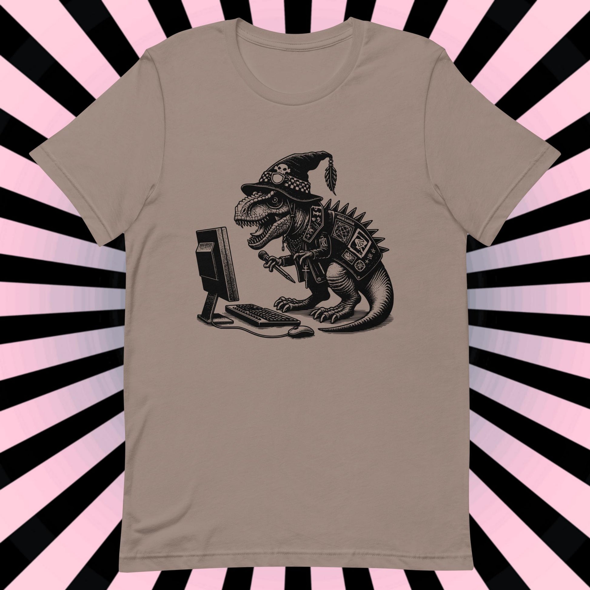 Cyberpunk Dinosaur T-Shirt Y2K Pastel Goth T-Rex Shirt Techwear Unique Whimsigoth and Weirdcore Fashion