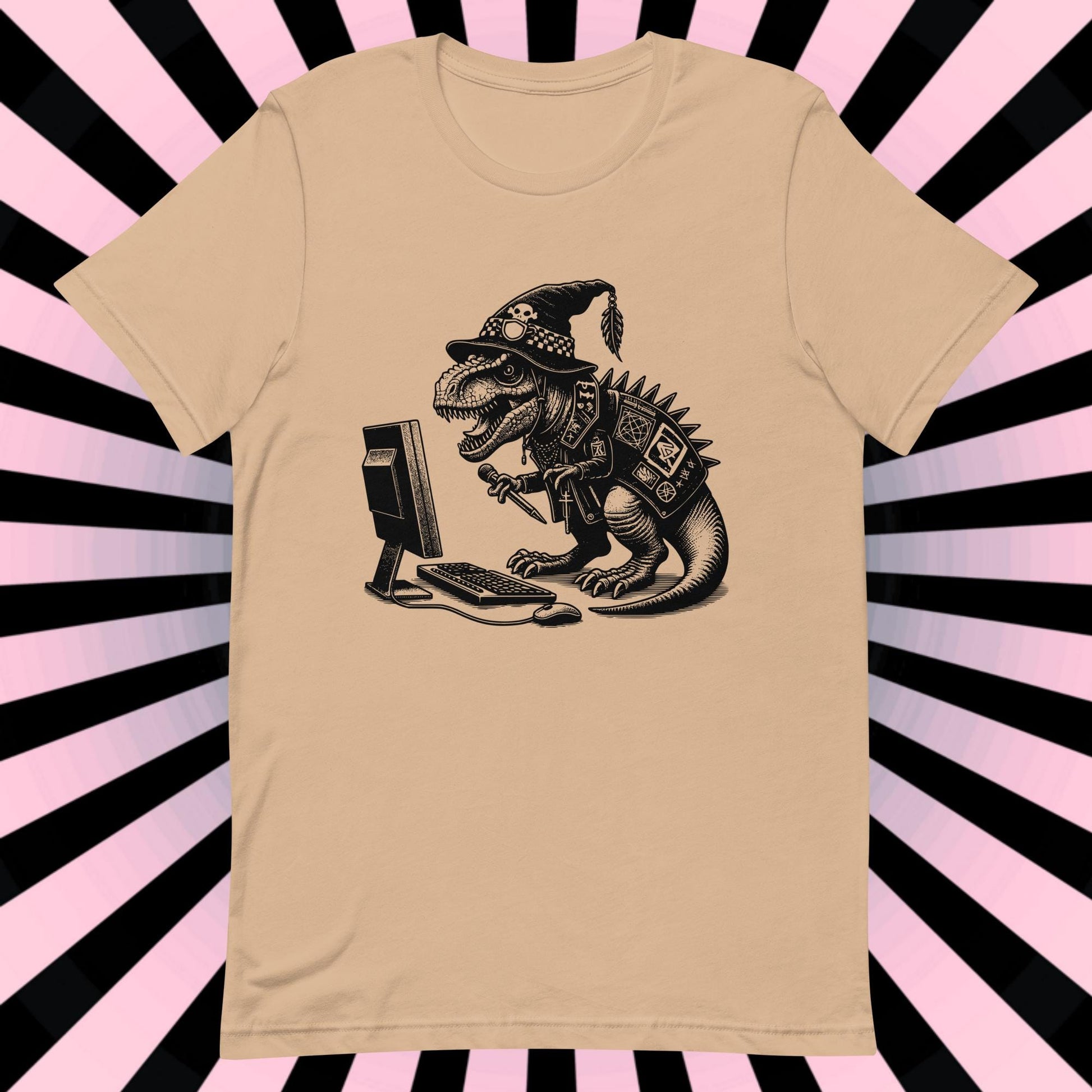 Cyberpunk Dinosaur T-Shirt Y2K Pastel Goth T-Rex Shirt Techwear Unique Whimsigoth and Weirdcore Fashion