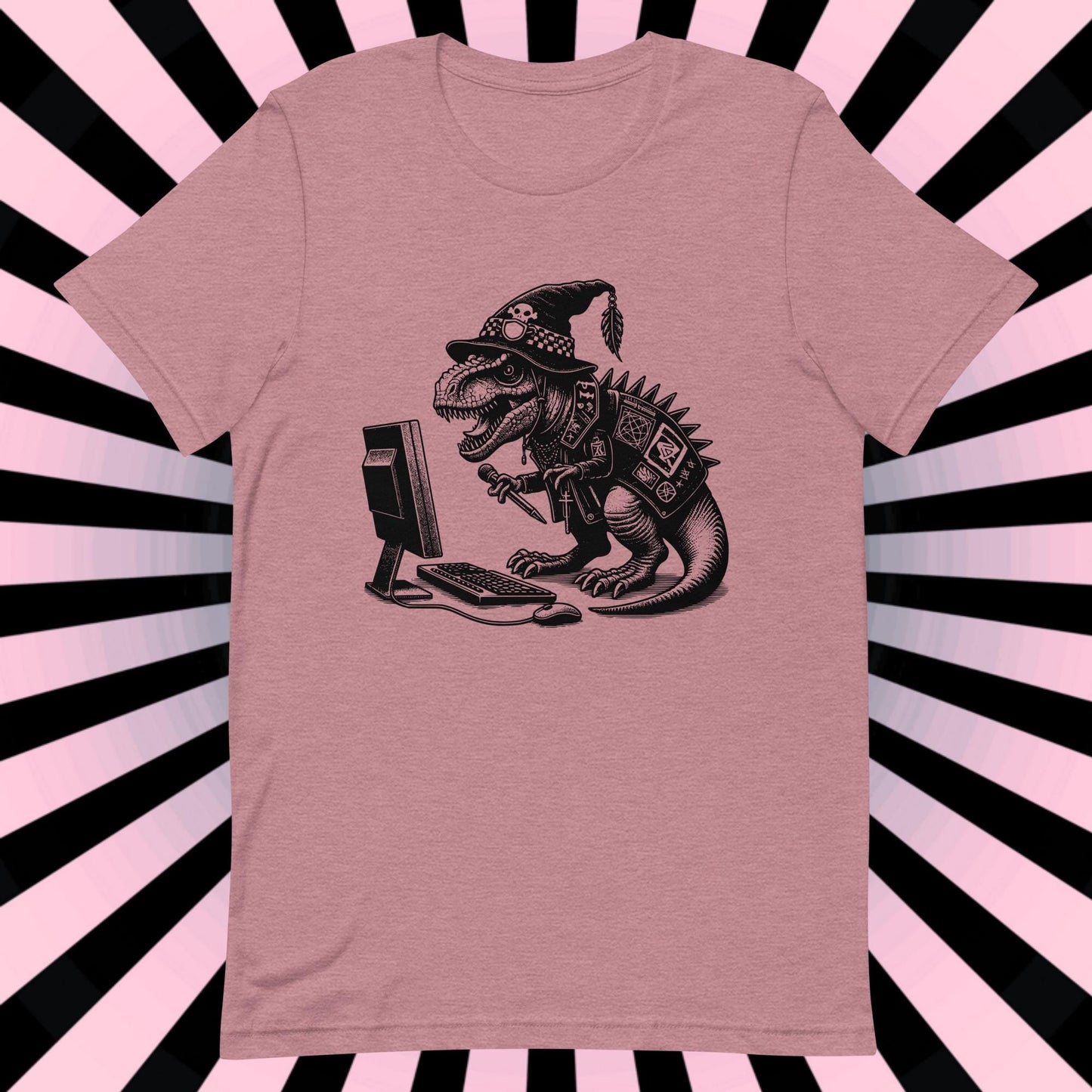 Cyberpunk Dinosaur T-Shirt Y2K Pastel Goth T-Rex Shirt Techwear Unique Whimsigoth and Weirdcore Fashion