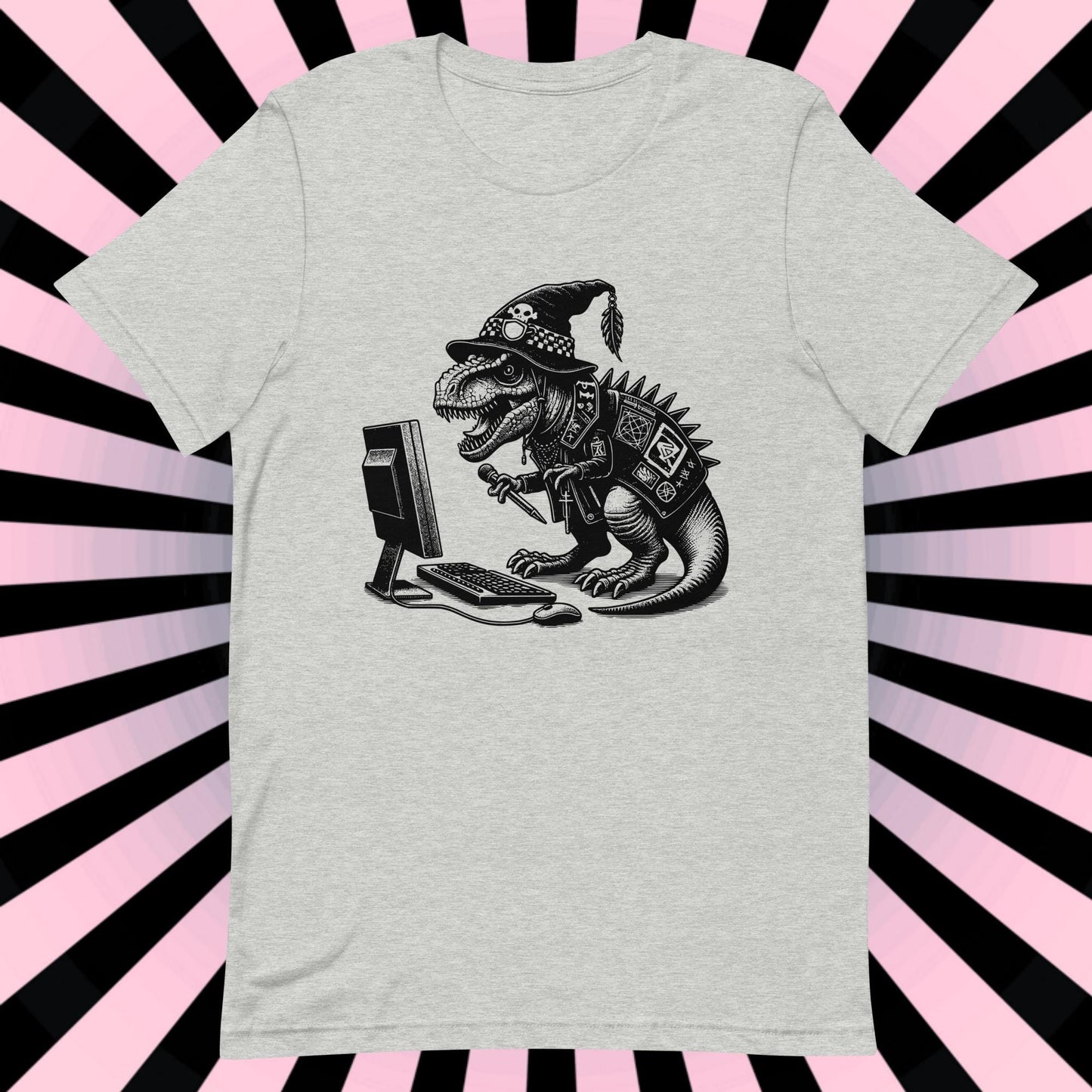 Cyberpunk Dinosaur T-Shirt Y2K Pastel Goth T-Rex Shirt Techwear Unique Whimsigoth and Weirdcore Fashion
