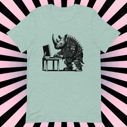 Cyberpunk Rhino T-Shirt Y2K Pastel Goth Rhino Shirt Techwear Unique Whimsigoth and Weirdcore Fashion