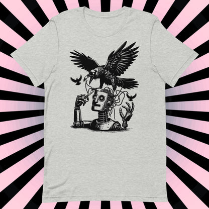 Raven Shirt Robot vs Raven Crewneck Tee Warcore Techwear Steampunk Shirt Warcore Style T-Shirt Unique Pastel Goth Gift
