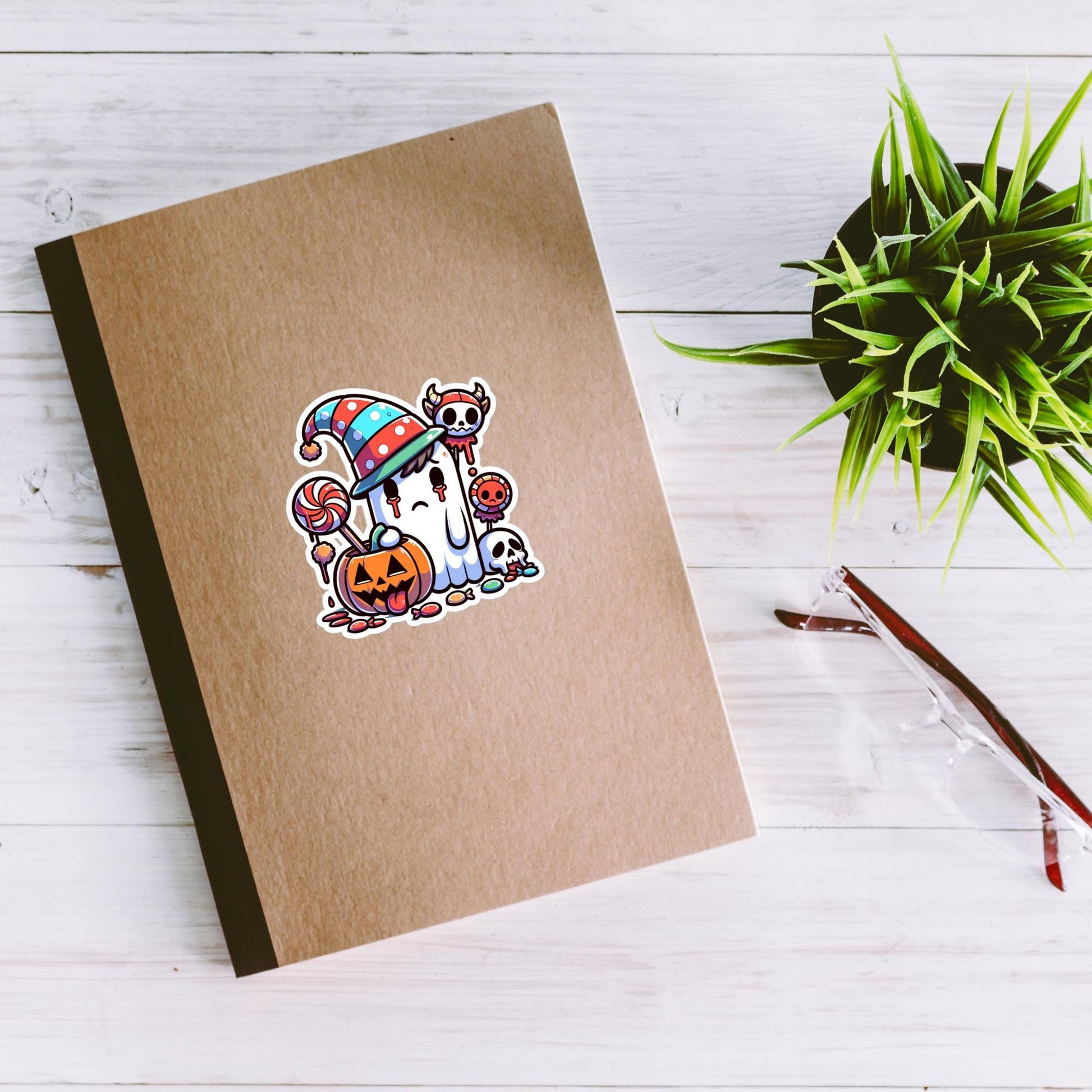 Sad Little Trick or Treat Ghost Halloween Sticker Vinyl Waterproof Weird Ghost Sticker