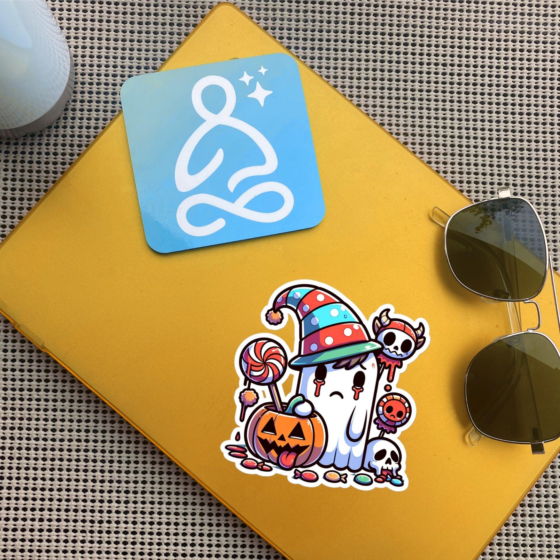 Sad Little Trick or Treat Ghost Halloween Sticker Vinyl Waterproof Weird Ghost Sticker