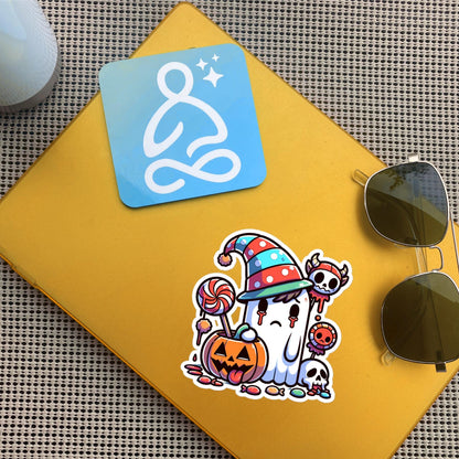 Sad Little Trick or Treat Ghost Halloween Sticker Vinyl Waterproof Weird Ghost Sticker