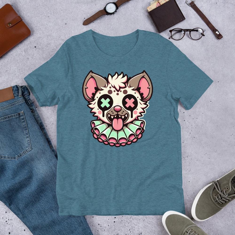 Creepy Cute Spotted Hyena Clown T-Shirt Weirdcore Clowncore Pastel Goth Grunge Tee Shirt