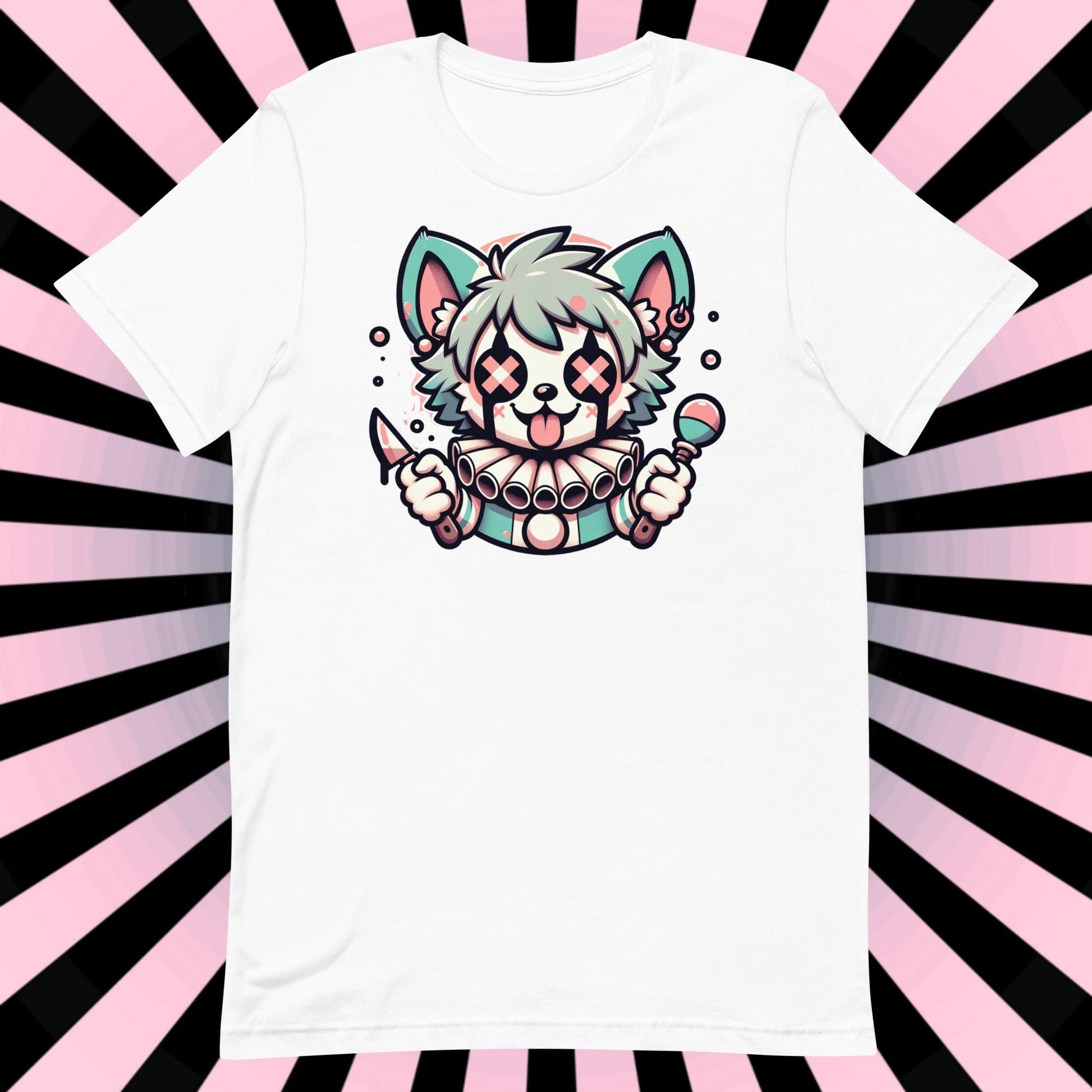 Creepy Cute Killer Gore Hyena Clown T-Shirt Weirdcore Clowncore Pastel Goth Grunge Tee Shirt