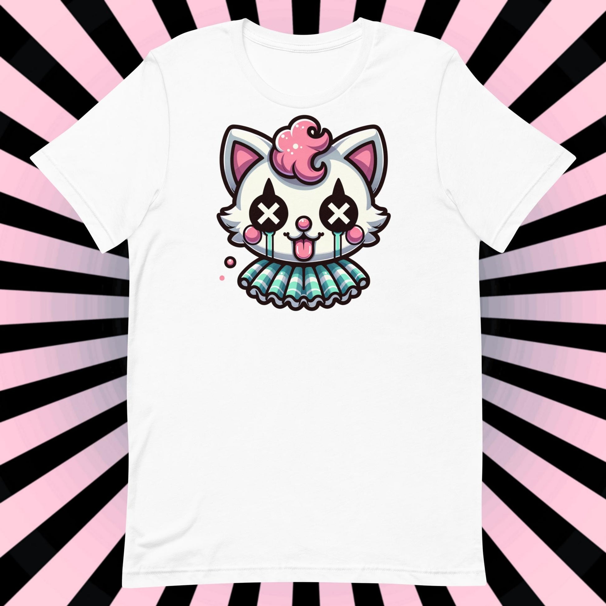 Creepy Cute Kitten Clown T-Shirt Weirdcore Clowncore Cat Pastel Goth Grunge Tee Shirt