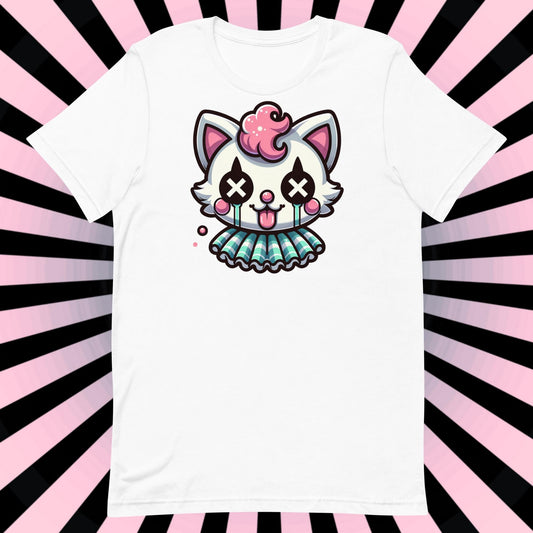 Creepy Cute Kitten Clown T-Shirt Weirdcore Clowncore Cat Pastel Goth Grunge Tee Shirt