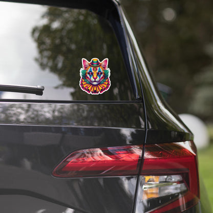 Trippy Weird Evil Clown Cat Vinyl Sticker Weirdcore Clowncore Creepy Kitty Grunge Goth Waterproof Sticker