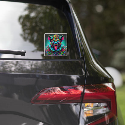 Square Neon Goth Weird Evil Clown Hyena Vinyl Sticker Weirdcore Clowncore Creepy Animal Grunge Goth Waterproof Sticker