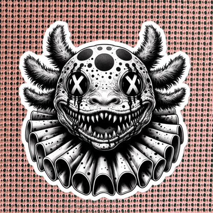 Macabre Horror Gothic Axolotl Clown Vinyl Sticker Gore Clowncore Gothic Evil Clown Weirdcore Waterproof Sticker