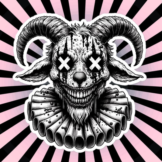 Macabre Horror Gothic Goat Clown Vinyl Sticker Gore Clowncore Gothic Evil Clown Weirdcore Waterproof Sticker