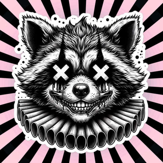 Macabre Horror Gothic Raccoon Clown Vinyl Sticker Gore Clowncore Gothic Evil Clown Trash Panda Weirdcore Waterproof Sticker