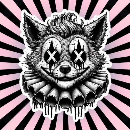Macabre Horror Gothic Fox Clown Vinyl Sticker Gore Clowncore Gothic Evil Clown Weirdcore Waterproof Sticker
