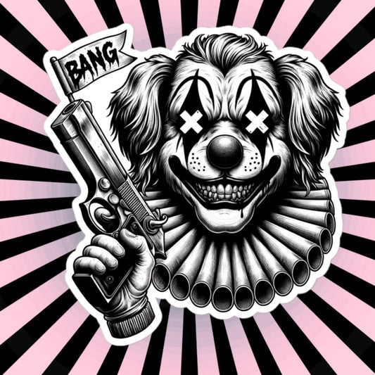 Macabre Horror Gothic Dog Clown Vinyl Sticker Gore Clowncore Gothic Evil Dog Clown Weirdcore Waterproof Sticker