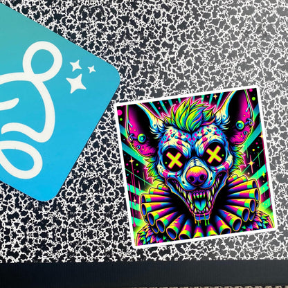 Spooky Neon Goth Weird Evil Clown Hyena Vinyl Sticker Weirdcore Clowncore Creepy Animal Grunge Goth Waterproof Sticker