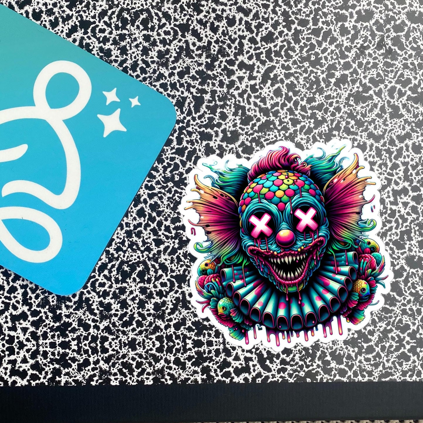 Trippy Weird Evil Clown Demon Vinyl Sticker Weirdcore Clowncore Creepy Clown Grunge Goth Waterproof Sticker