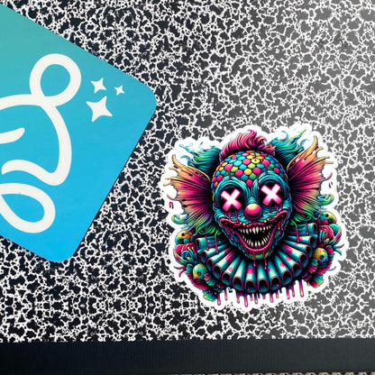 Trippy Weird Evil Clown Demon Vinyl Sticker Weirdcore Clowncore Creepy Clown Grunge Goth Waterproof Sticker