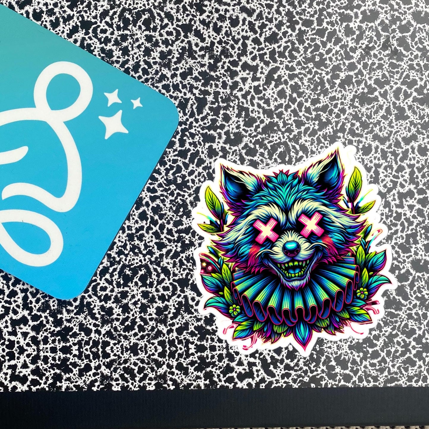Trippy Weird Evil Clown Raccoon Vinyl Sticker Weirdcore Clowncore Creepy Trash Panda Grunge Goth Waterproof Sticker
