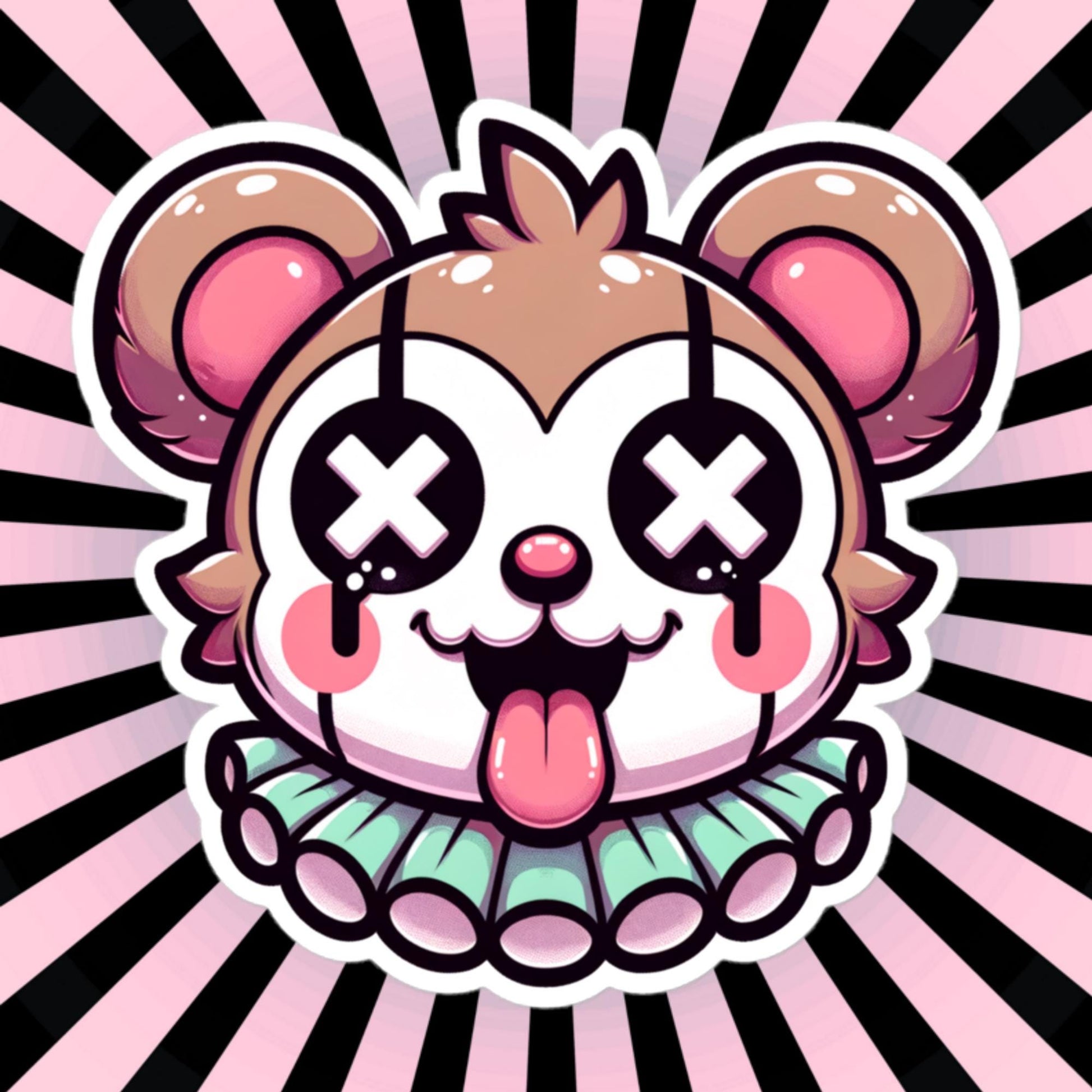 Creepy Cute Weird Quokka Clown Vinyl Sticker Weirdcore Clowncore Pastel Grunge Goth Clown Animal Waterproof Sticker